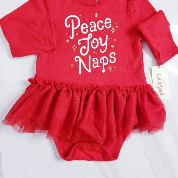 Cat And Jack Holiday Onesie Outfit Red Tutu 12 Months - Picture 4 of 6